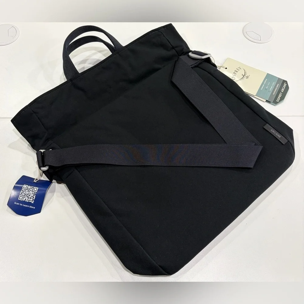 Osprey Men's Arcane Crossbody Bag Black NWT Water Bottle Pocket Tote Foldover